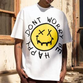 "Don't Worry Be Happy" Print T-shirt