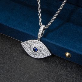 Iced Sapphire Evil Eye Pendant