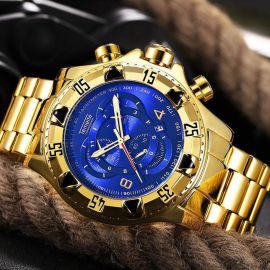 52mm Military Sports Quartz Watch in Gold for Men