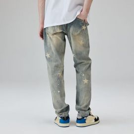 Five-pointed Star Print Straight Jeans