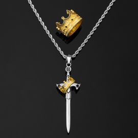 Iced Crown Sword Pendant+Iced Crown Ring Set