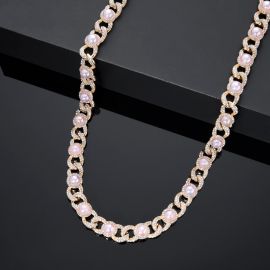 12mm Iced Graduated Pearl Cuban Chain in Gold