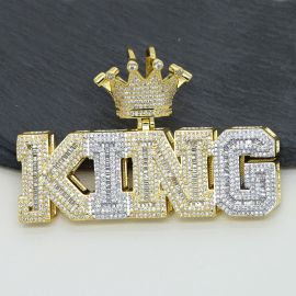Iced Baguette Cut KING Crown Pendant