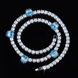 5mm Blue Cold Face Tennis Chain in White Gold