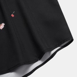 Casual Short Sleeve Shirt+Rose Print Shorts