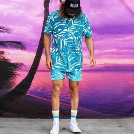 Summer Casual Beach Print Shirt + Shorts Two-Piece Set