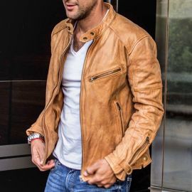 Solid Color Casual Leather Jacket