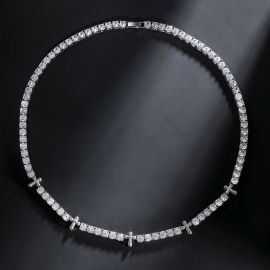 Iced Cross 5mm Tennis Chain in White Gold