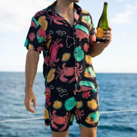 Summer Beach Loose Shirt + Printed Shorts Casual Suit