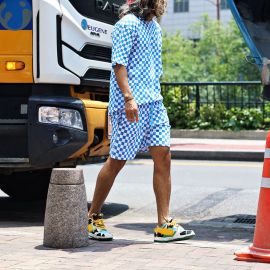 Loose Casual Short-sleeved T-shirt + Checkerboard Shorts Two-piece Set
