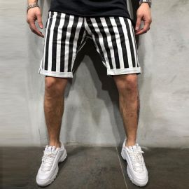 Casual Sports Black And White Plaid Stripe Fitness Shorts