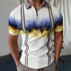 Men's Casual Printed Slim Polo Shirt