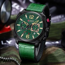 Multifunctional Leather Strap Quartz Watch