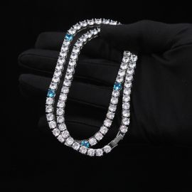 5mm Blue Tennis Chain in White Gold