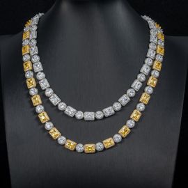 Iced 8mm Baguette&Round Cut Necklace