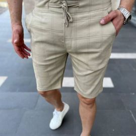 Men's Plaid Stripe Casual Shorts
