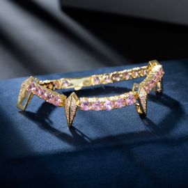 5mm Pink Fight Tooth and Claw Tennis Bracelet in Gold