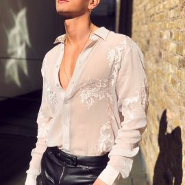 Men's Lace See-Through Shirt