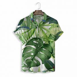 Casual Short Sleeve Printed Hawaiian Cuban Collar Shirt