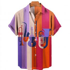 Men's Wide Creative Element Dyed Print Shirt