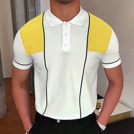 Contrasting Color Short Sleeve Business Casual Polo Shirt