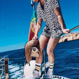 Casual Beach Leopard Print Short Sleeve + Shorts Two-Piece Set