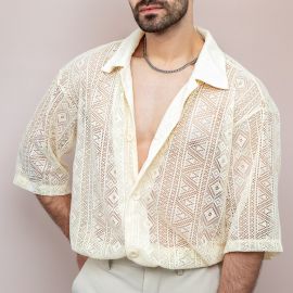Men's Sheer Lace Shirt