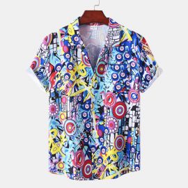 Men's Multi-Print Hawaiian Short Sleeve Shirt