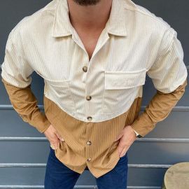 Men's Printed Plaid Corduroy Shirt
