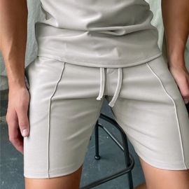 Men's Solid Color Stitching Casual Shorts