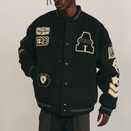 American Hip Hop High Street Baseball Uniform Embroidered Jacket