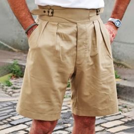 Men's New Solid Color Casual Belt Shorts