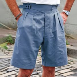 Men's New Solid Color Casual Belt Shorts