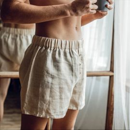 Men's Simple Button Comfortable Cotton Linen Shorts