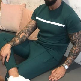 Green Short Sleeve + Trousers Sports Suit