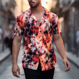 Trendy Flame Print Hawaiian Shirt