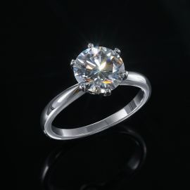 Round Cut Six Claw Moissanite Ring in S925 Sterling Silver