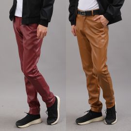 Men's Elastic Slim PU Leather Pants