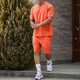 Casual Solid Color Short-sleeved T-shirt + Shorts Sports Suit