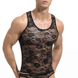 Men's Sexy Lace Tank Top