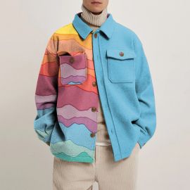 Colorful Geometric Lapel Button Jacket