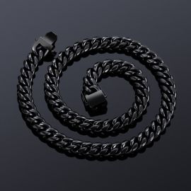 10mm Stainless Steel Cuban Chain in Black Gold