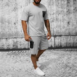 Round Neck Short-sleeved T-shirt + Loose Shorts Sports Suit