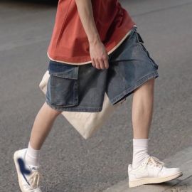 Boys' New Loose Multi-pocket Denim Shorts