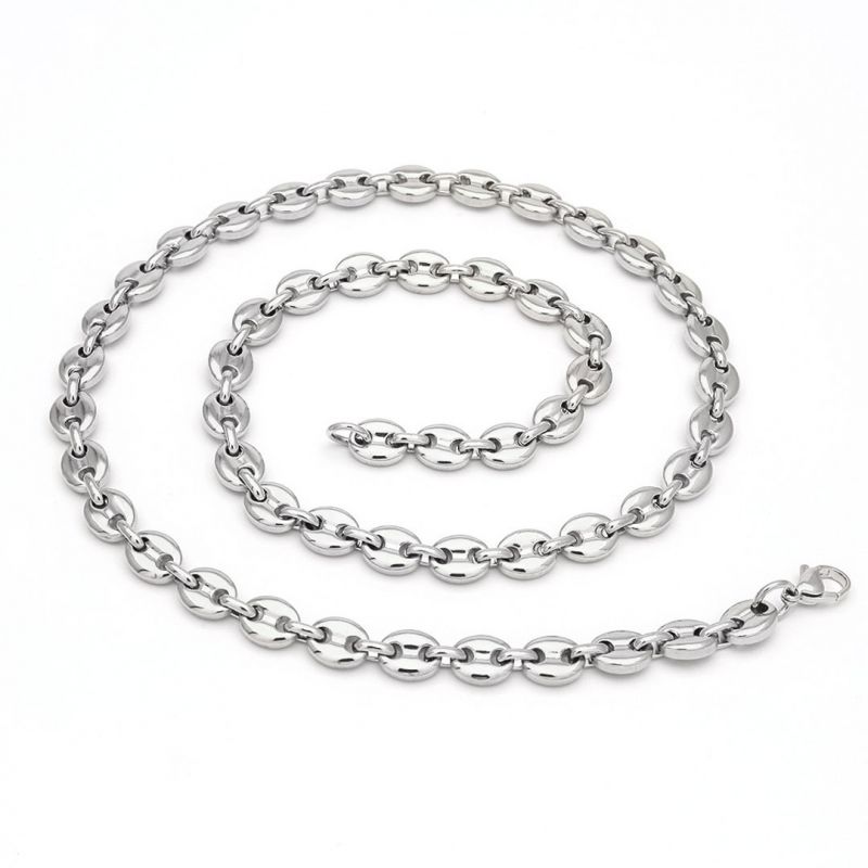 7mm 22" Coffee Bean Chain in Stainless Steel
