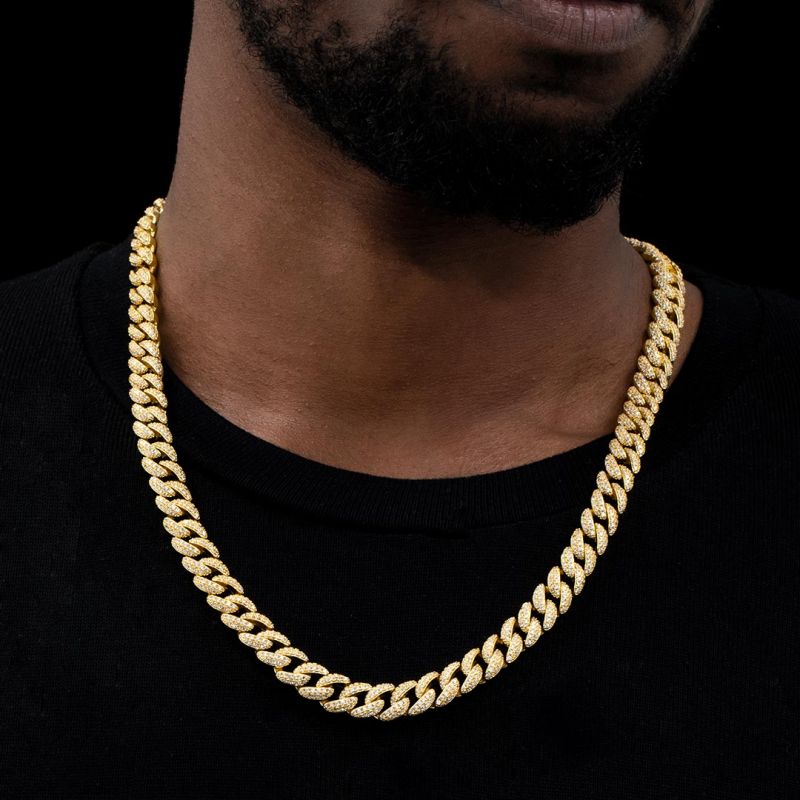 8mm Micro Paved Cuban Chain in Gold