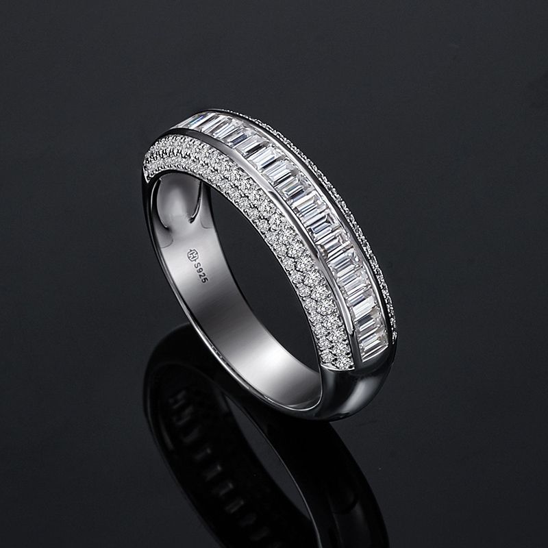 Moissanite Baguette Cut Band in S925 Sterling Silver