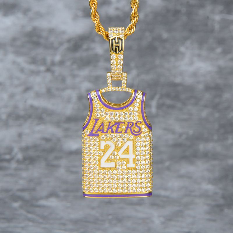 Helloice Iced 24 Jersey Pendant in Gold