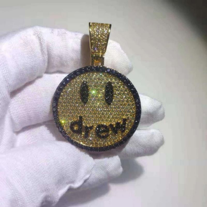Helloice Iced Drew Pendant in Gold