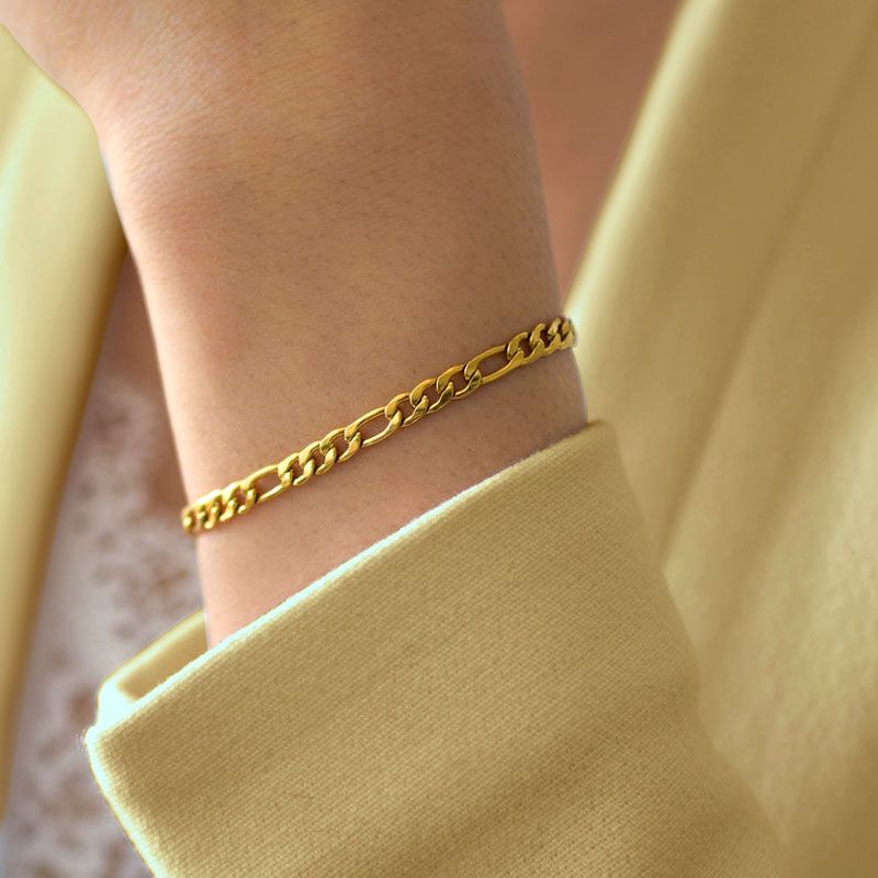 Helloice Women's 5mm Figaro Bracelet in Gold